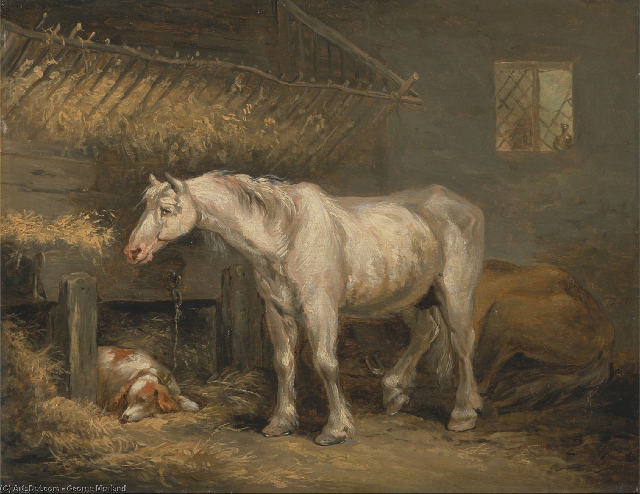 Old Horses With A Dog In A Stable — ジョージ・モアランド