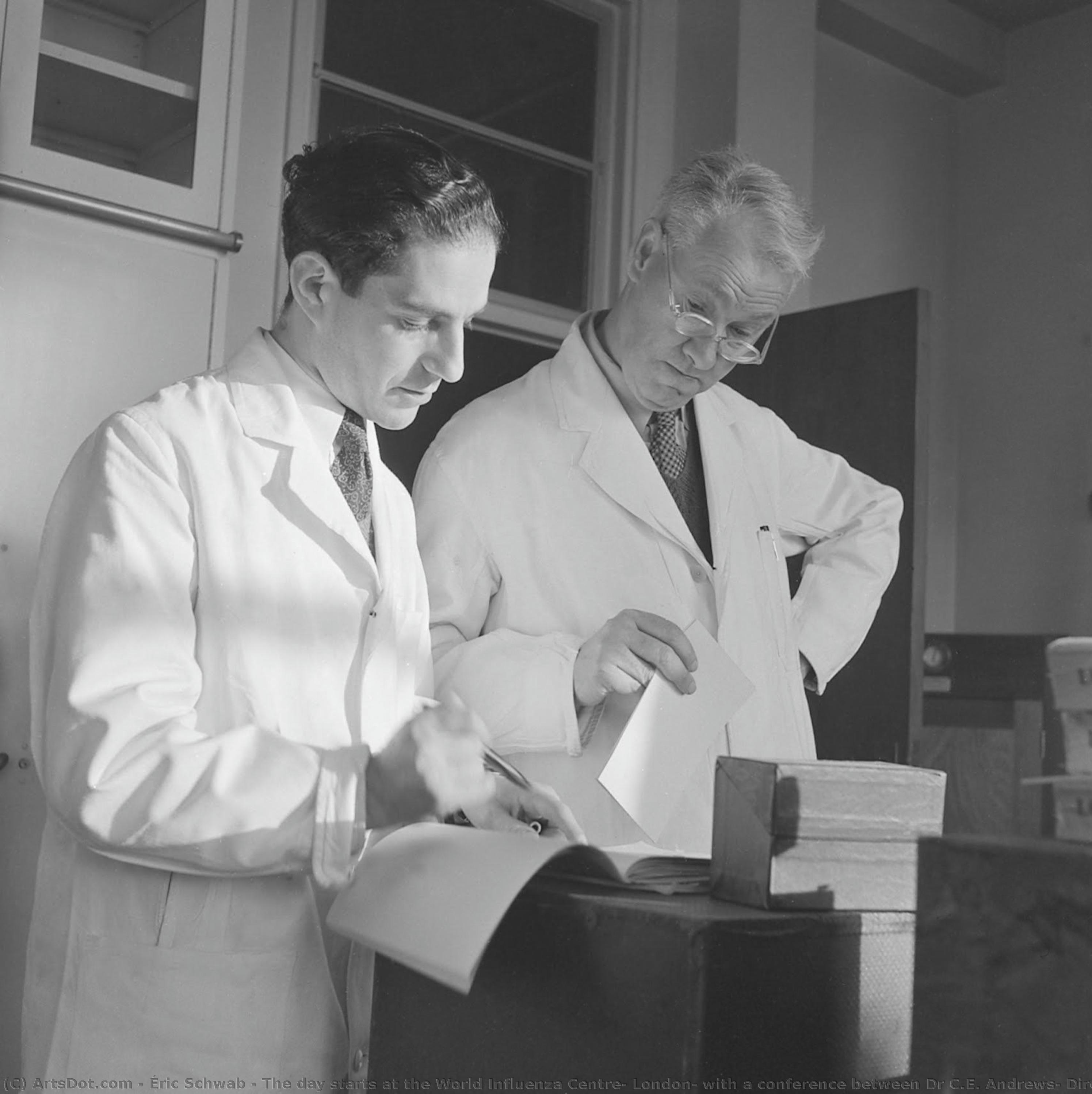 The Day Starts At The World Influenza Centre, London, With A Conference Between Dr C.e. Andrews, Director (right), And His Assistant Dr A.a Isaacs — Éric Schwab