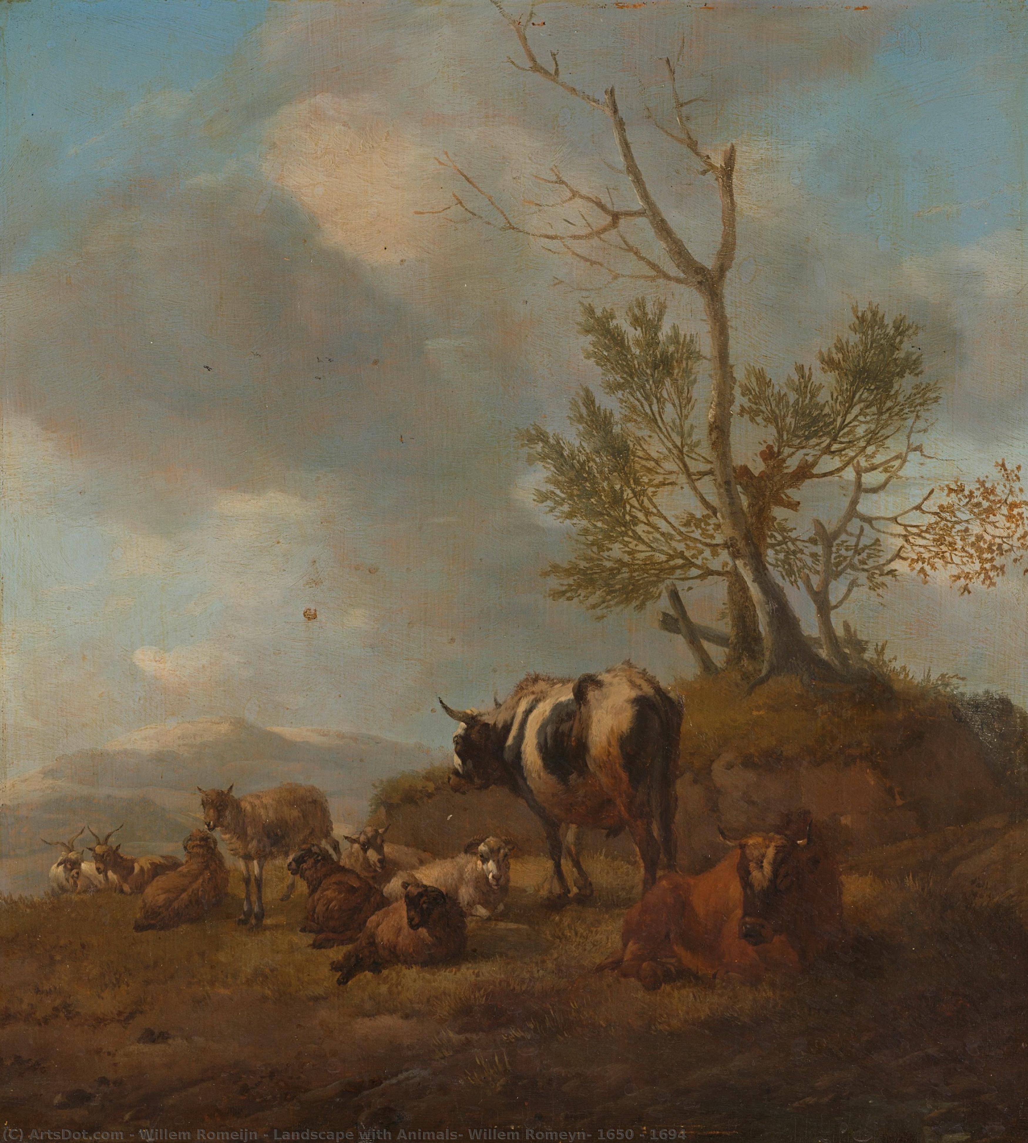 Landscape With Animals, Willem Romeyn, 1650 - 1694 — Willem Romeijn
