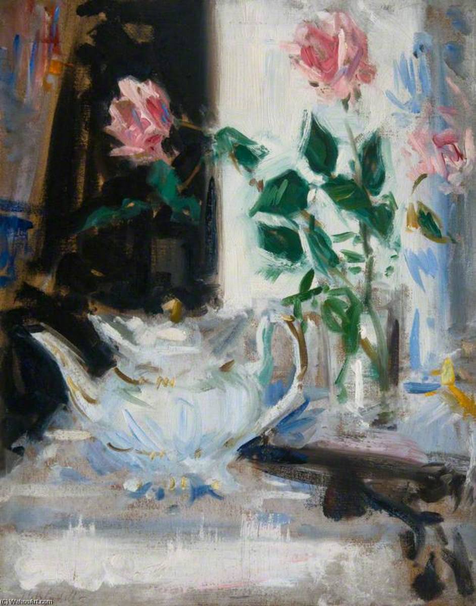 Pink Roses And Teapot — Francis Campbell Bolleau Cadell