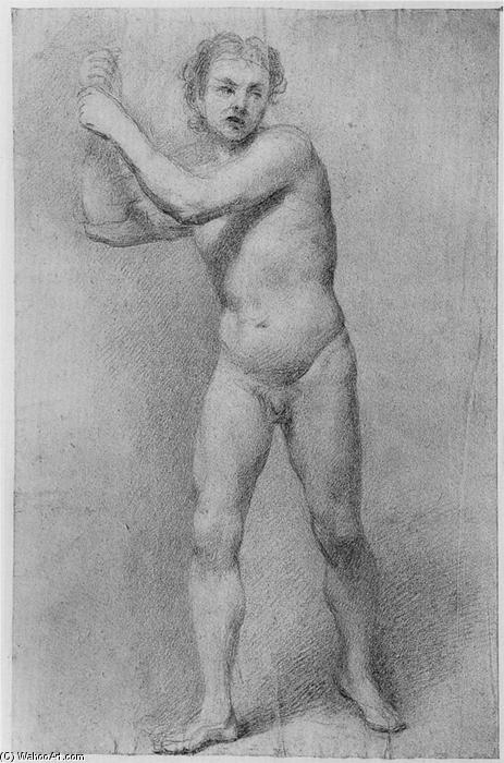 Nude Study Of A Striding Man With Stone Sling — Allen Ramsay