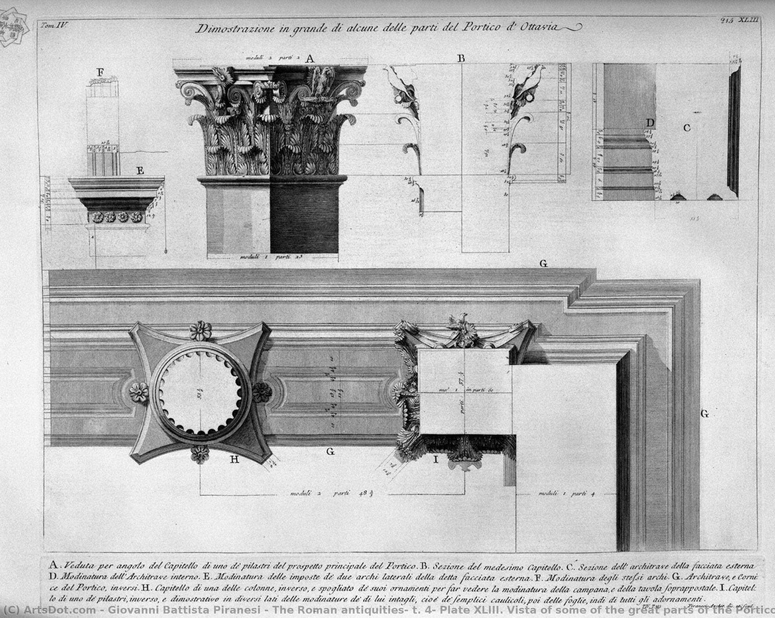 The Roman Antiquities, T. 4, Plate Xliii. Vista Of Some Of The Great Parts Of The Portico D`ottavia. — Giovanni Battista Piranesi