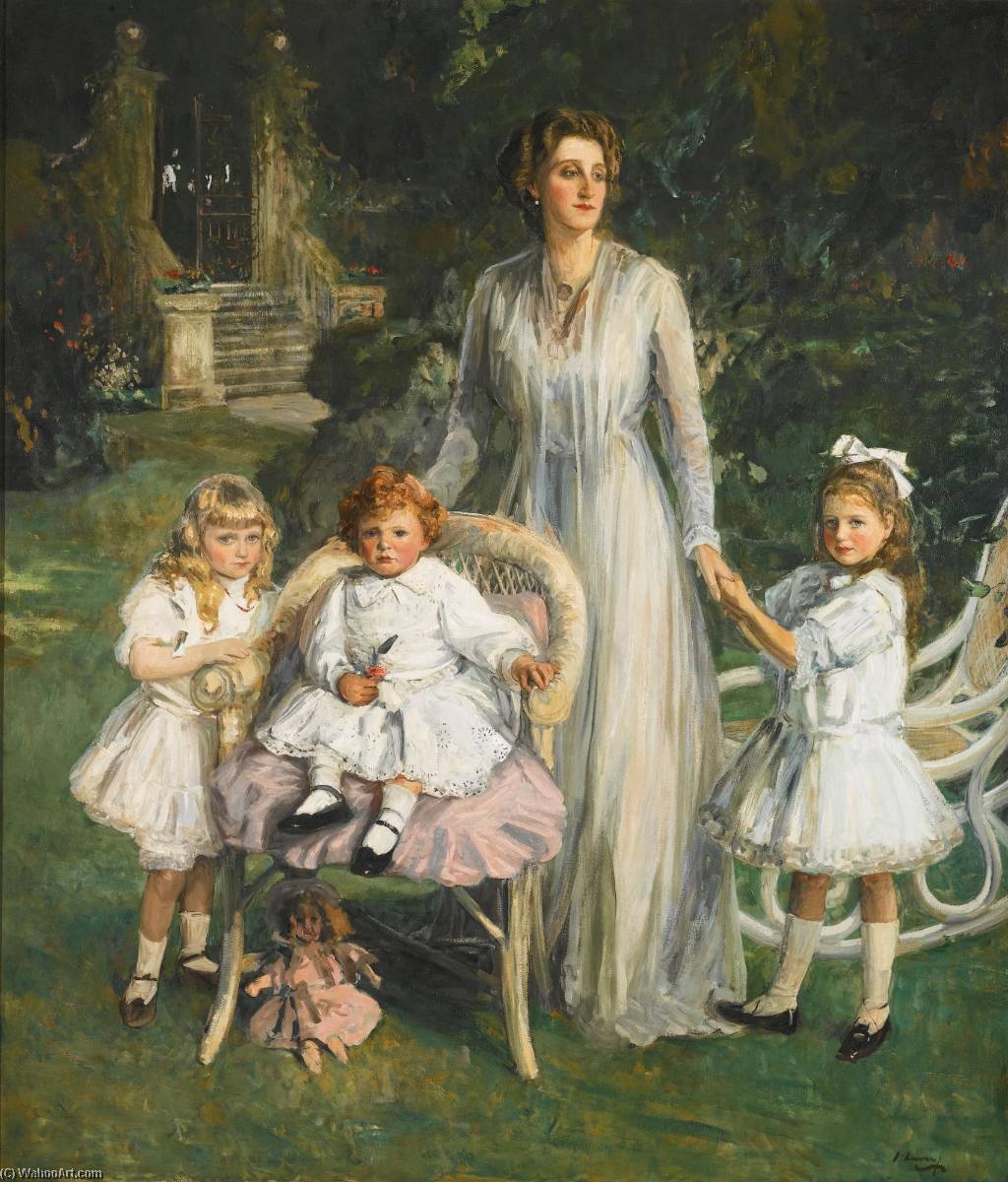 Archibald Benn Duntley Maconochie With His Mother And Sisters — Sir John Lavery