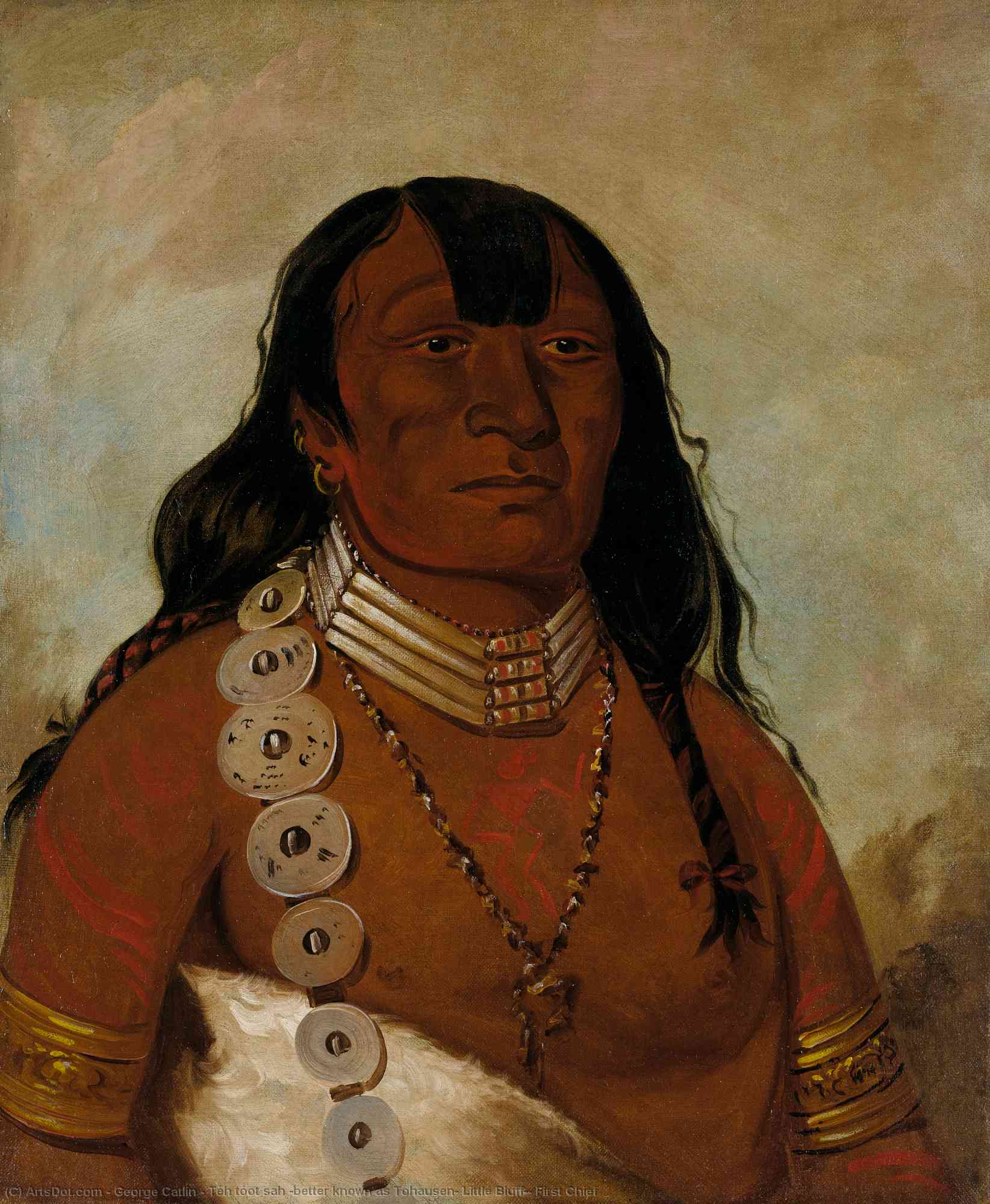 Téh Tóot Sah (better Known As Tohausen, Little Bluff), First Chief — George Catlin