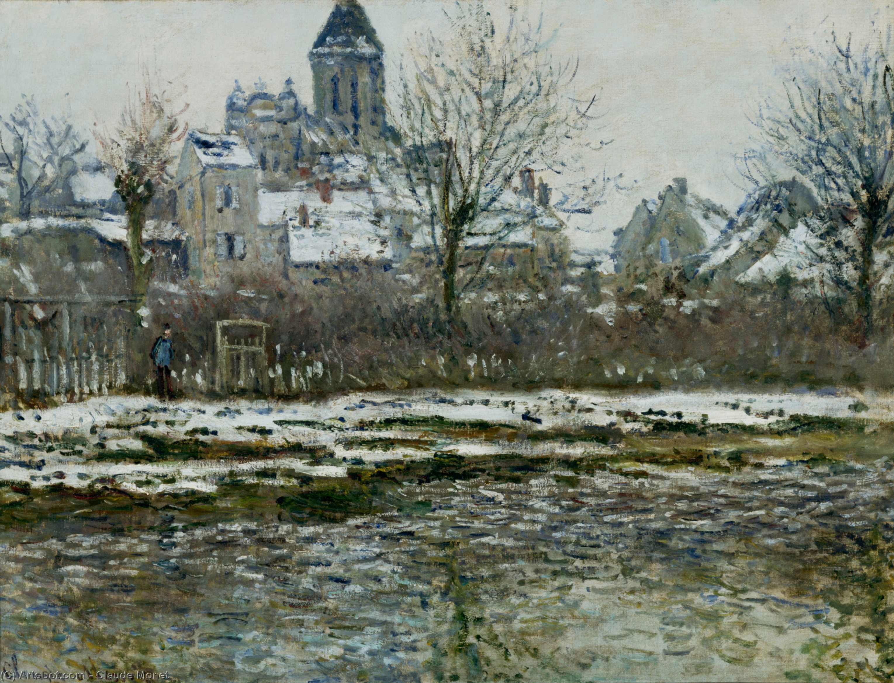 The Church At Vetheuil Under Snow — Claude Monet