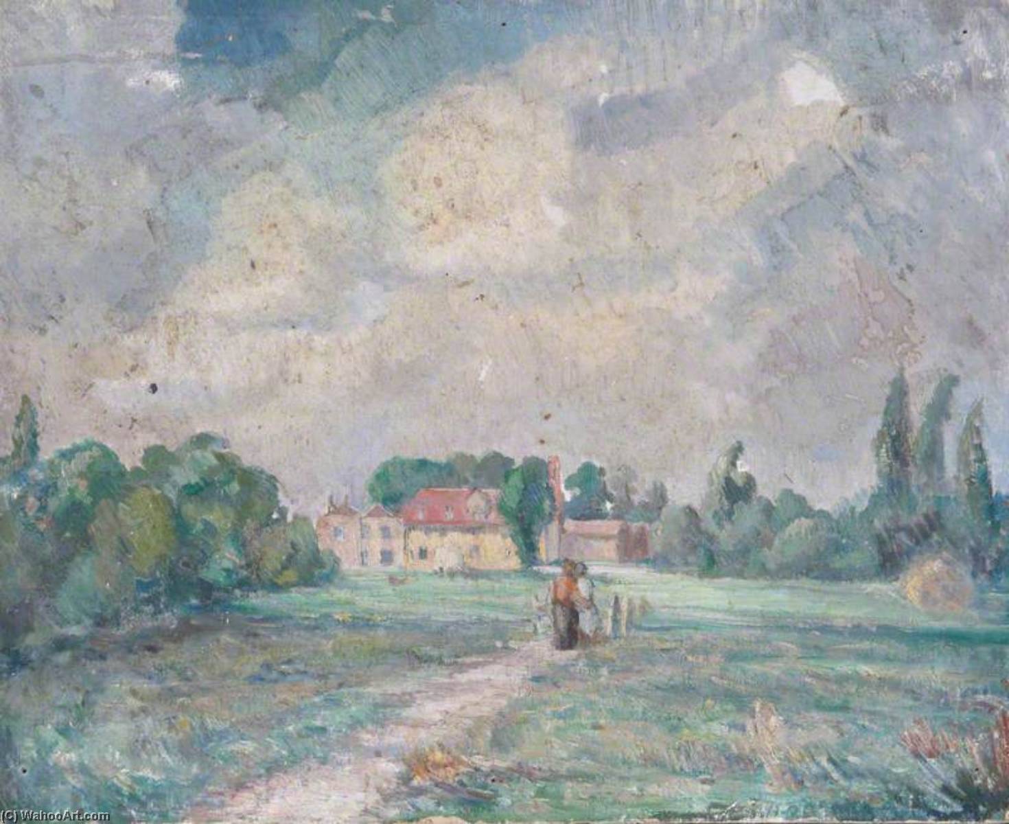 A House In The Country With Two Figures On A Path — Alan Francis Clutton Brock