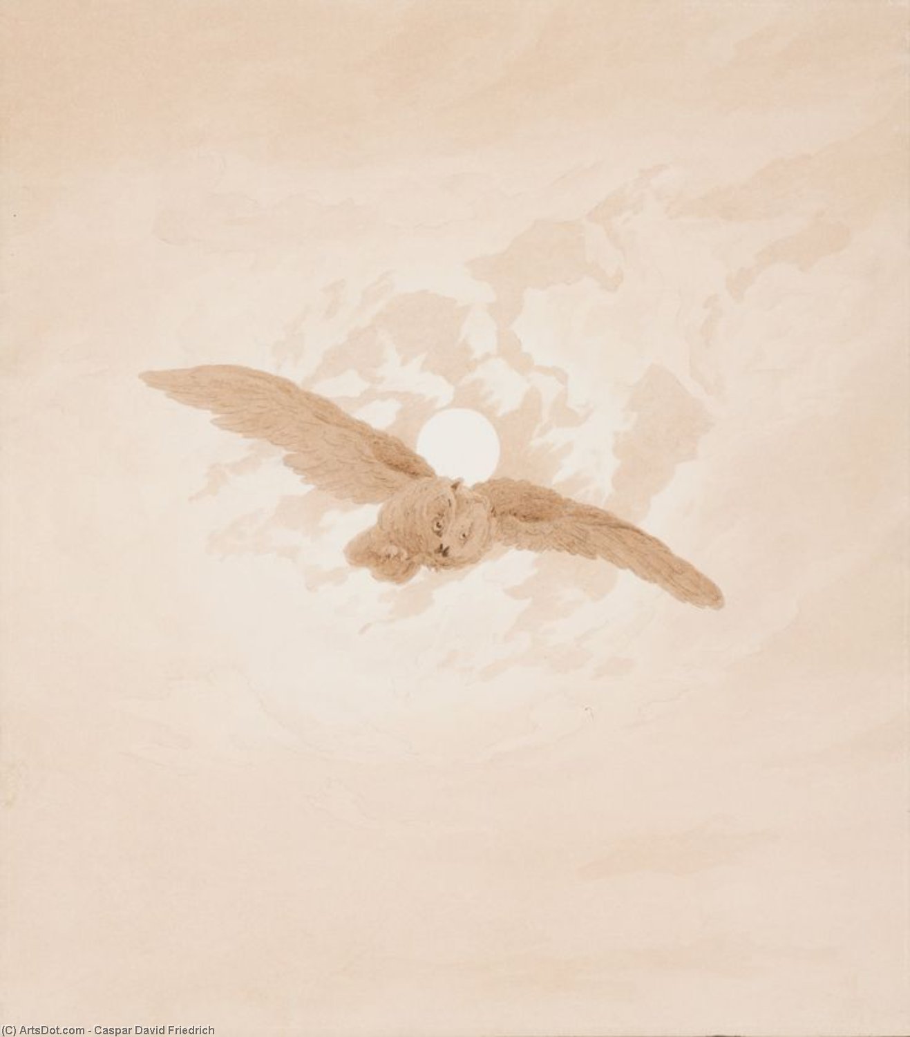 Owl Flying Against A Moonlit Sky — Каспар Давид Фридрих