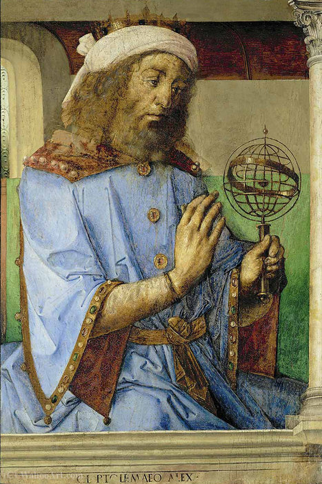 Ptolemy With A Armillary Sphere Model. With A Large Version He Claimed His Solstice Observations. — Justus Van Gent (joos Van Wassenhove)