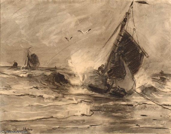 Flatbottom Boat In The Surf — Gerhard Morgenstjerne Munthe