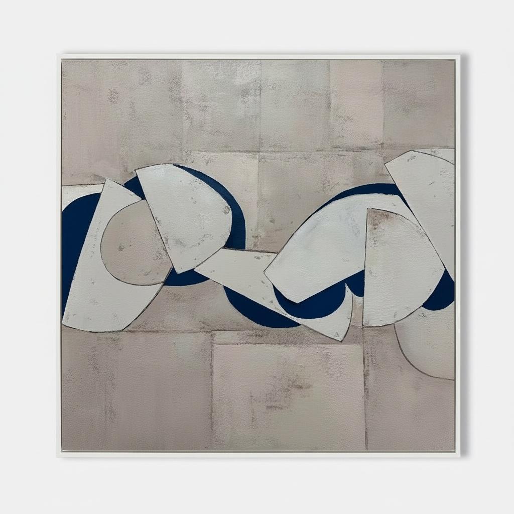 Rhythmische Echos In Marineblau Und Taupe: Eine Monumentale Studie Serenere Abstraktion — Laurent Fabre