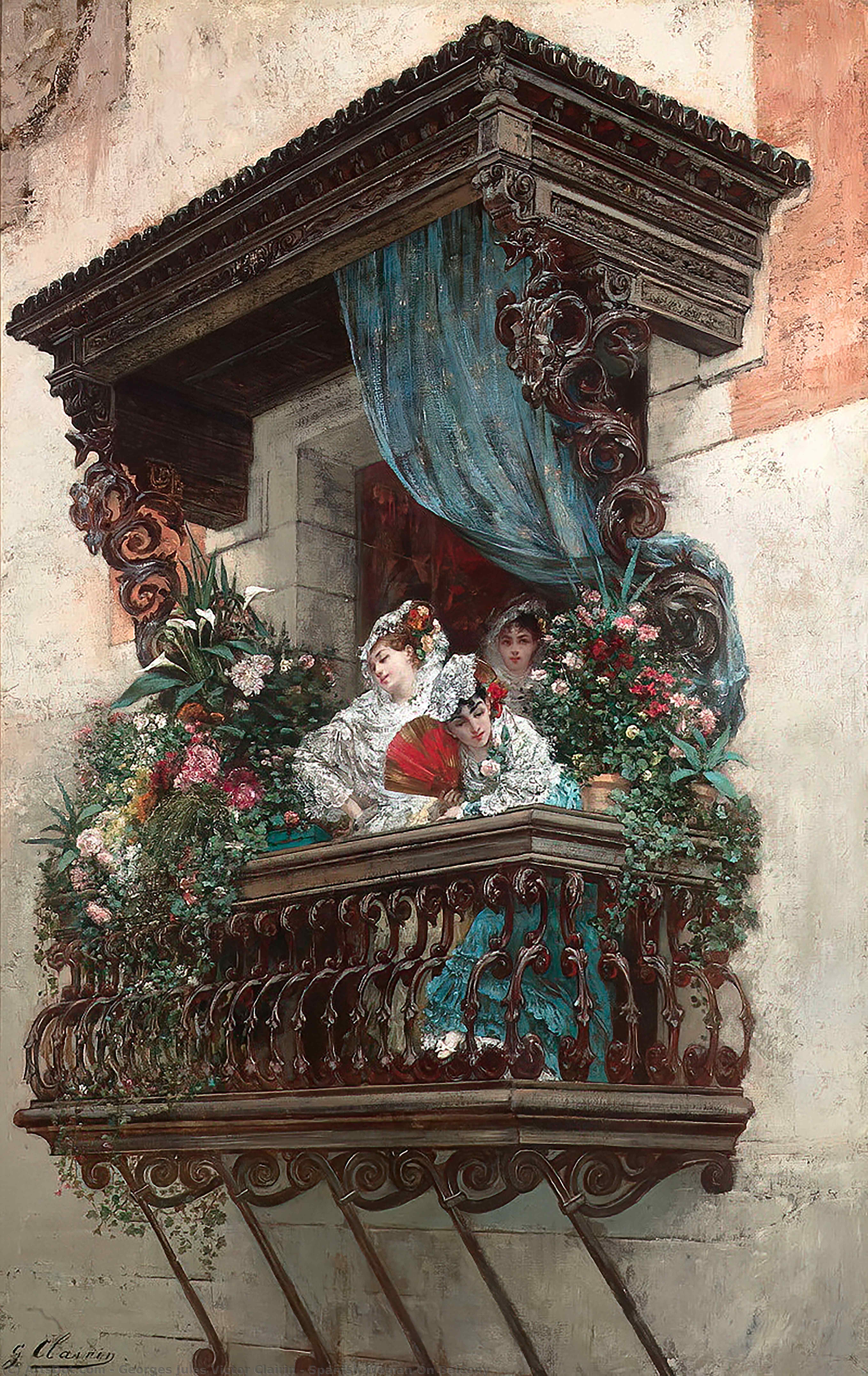 Spanish Woman On Balcony — Georges Jules Victor Clairin