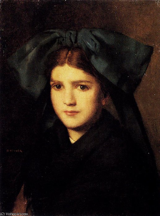 Hener Jean Jacques A Portrait Of A Young Girl With A Box In Her Hat — Jean-jacques Henner