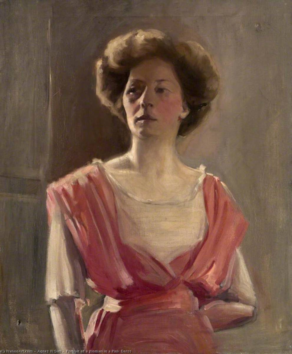 Portrait Of A Woman In A Pink Dress — Agnes W Sim