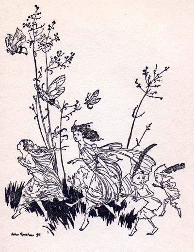 Fairies And Elves Tiptoe Off — Arthur Rackham