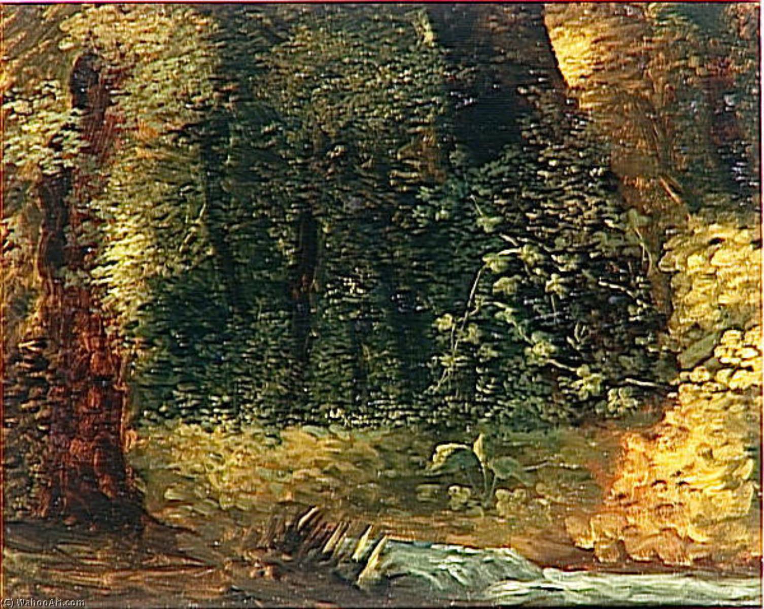 A La Villa Borghese Ruisseau Coulant Parmi Les Arbres — Pjer-anri De Valenjen