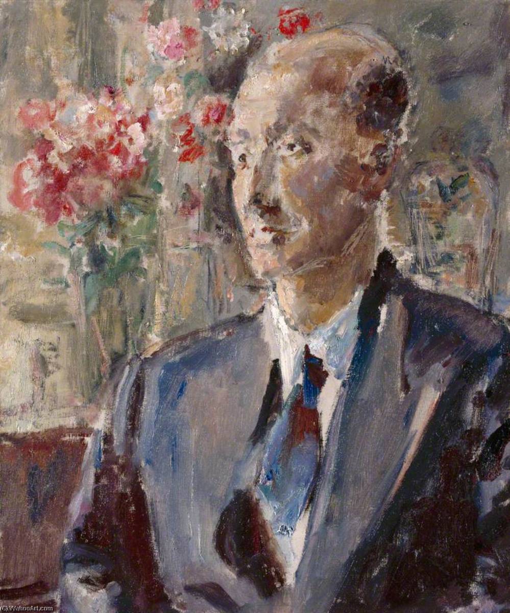 Portrait Of A Man With Flowers In The Background — Ethel Walker