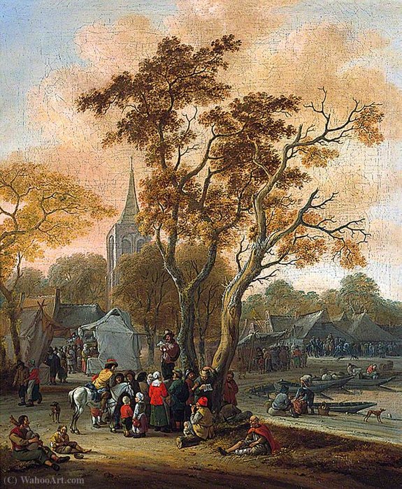 A Village Fair With A Mummer In The Foreground — Salomon Rombouts