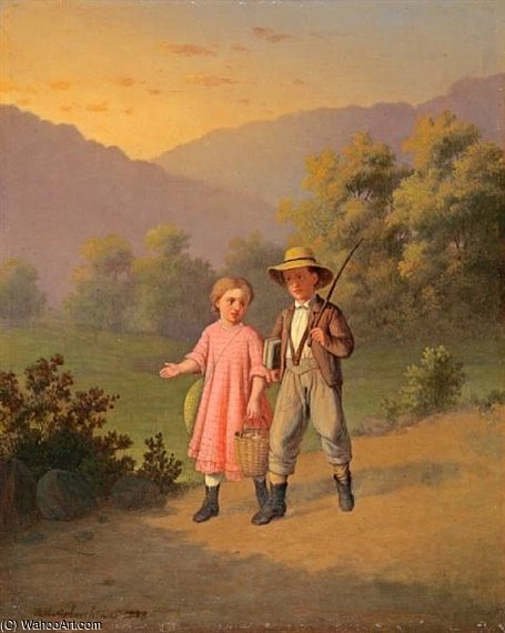 Children Walking Down A Path — Johann Mongles Culverhouse