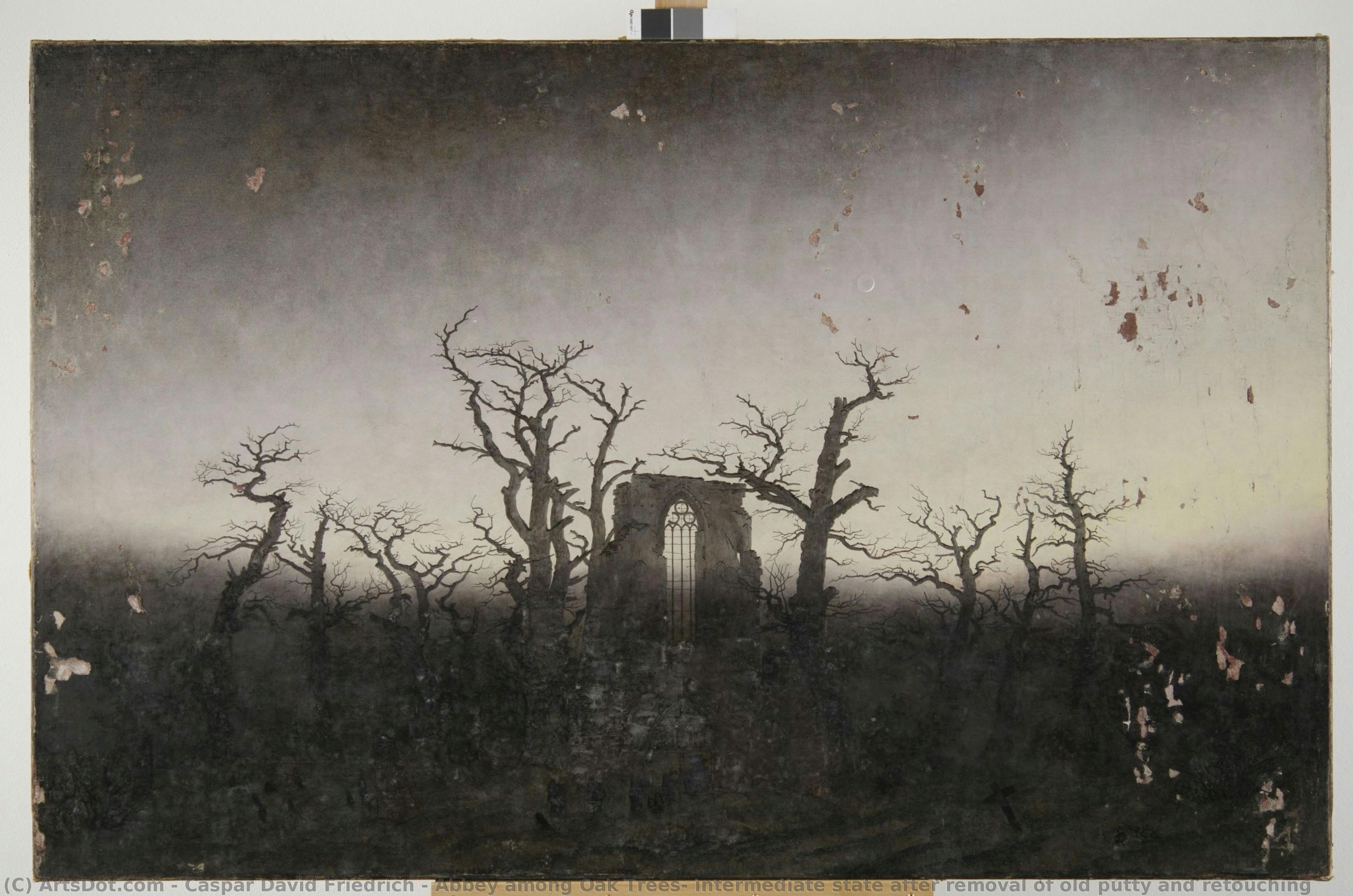 Abbey Among Oak Trees, Intermediate State After Removal Of Old Putty And Retouching — Caspar David Friedrich