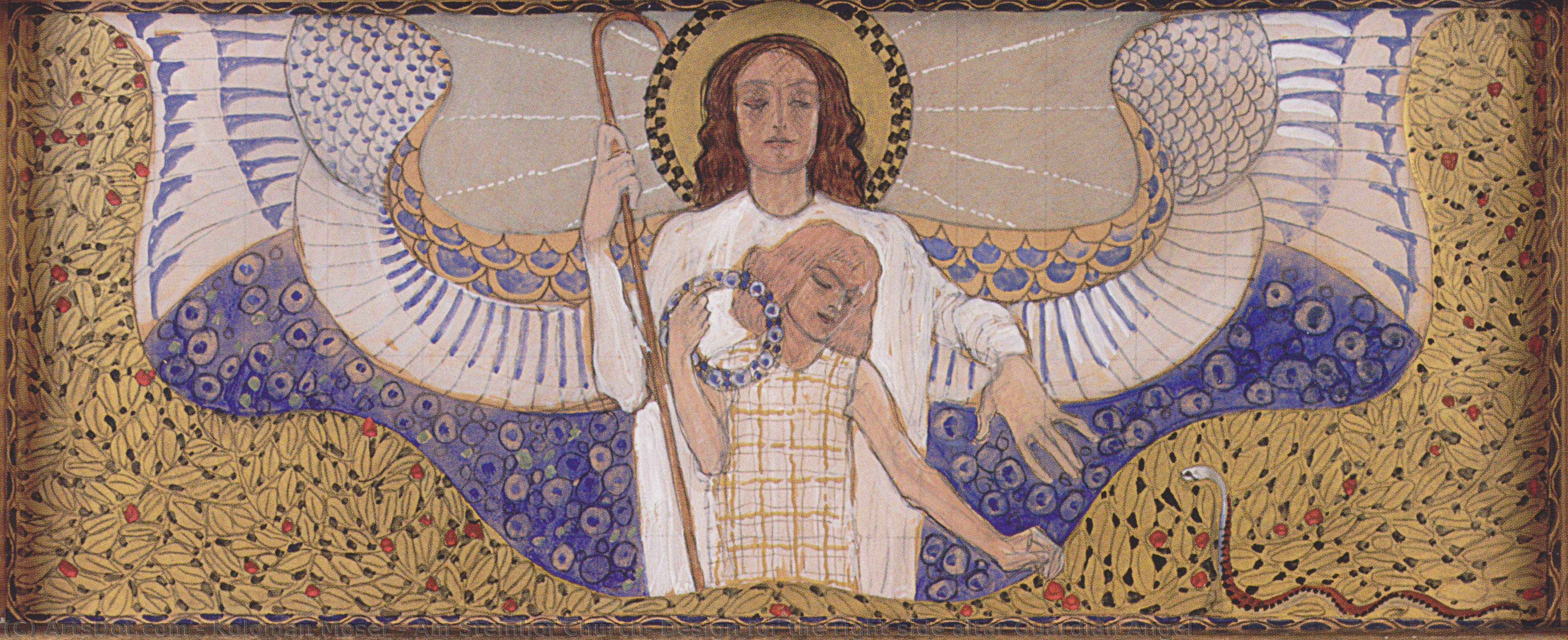 Am Steinhof Church, Design For The Right Side Altar Guardian Angel — Koloman Moser