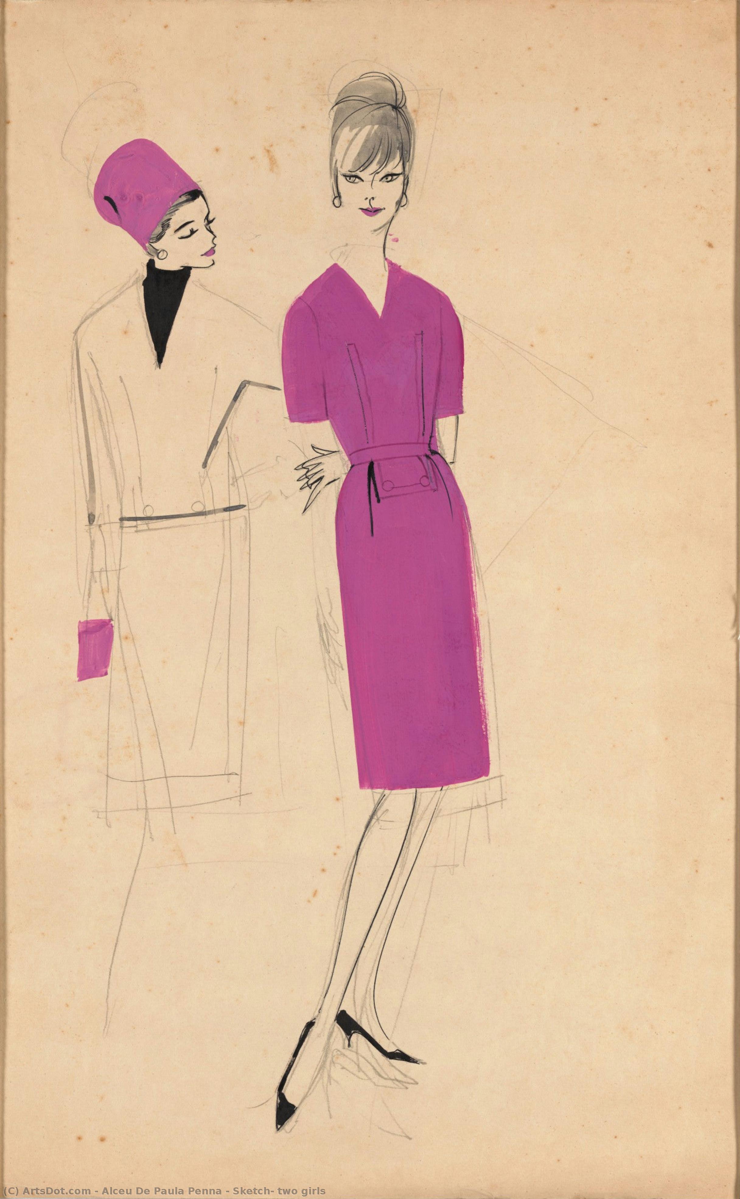 Sketch, Two Girls — Alceu De Paula Penna