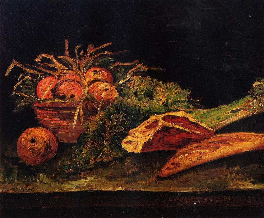 Still Life With Apples, Meat And A Roll — Vincent Willem Van Gogh