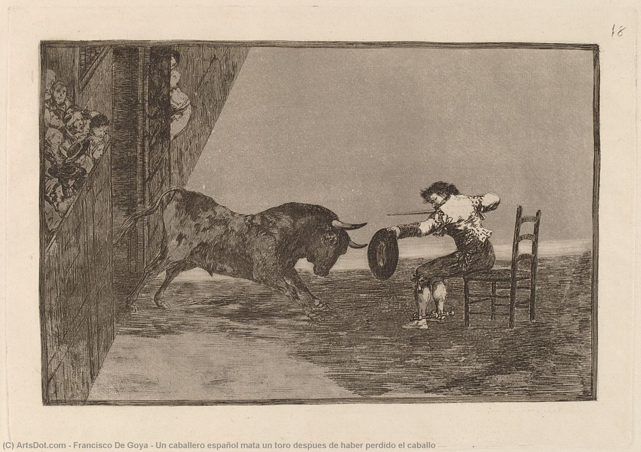 Un Caballero Español Mata Un Toro Despues De Haber Perdido El Caballo — Francisco José De Goya Y Lucientes