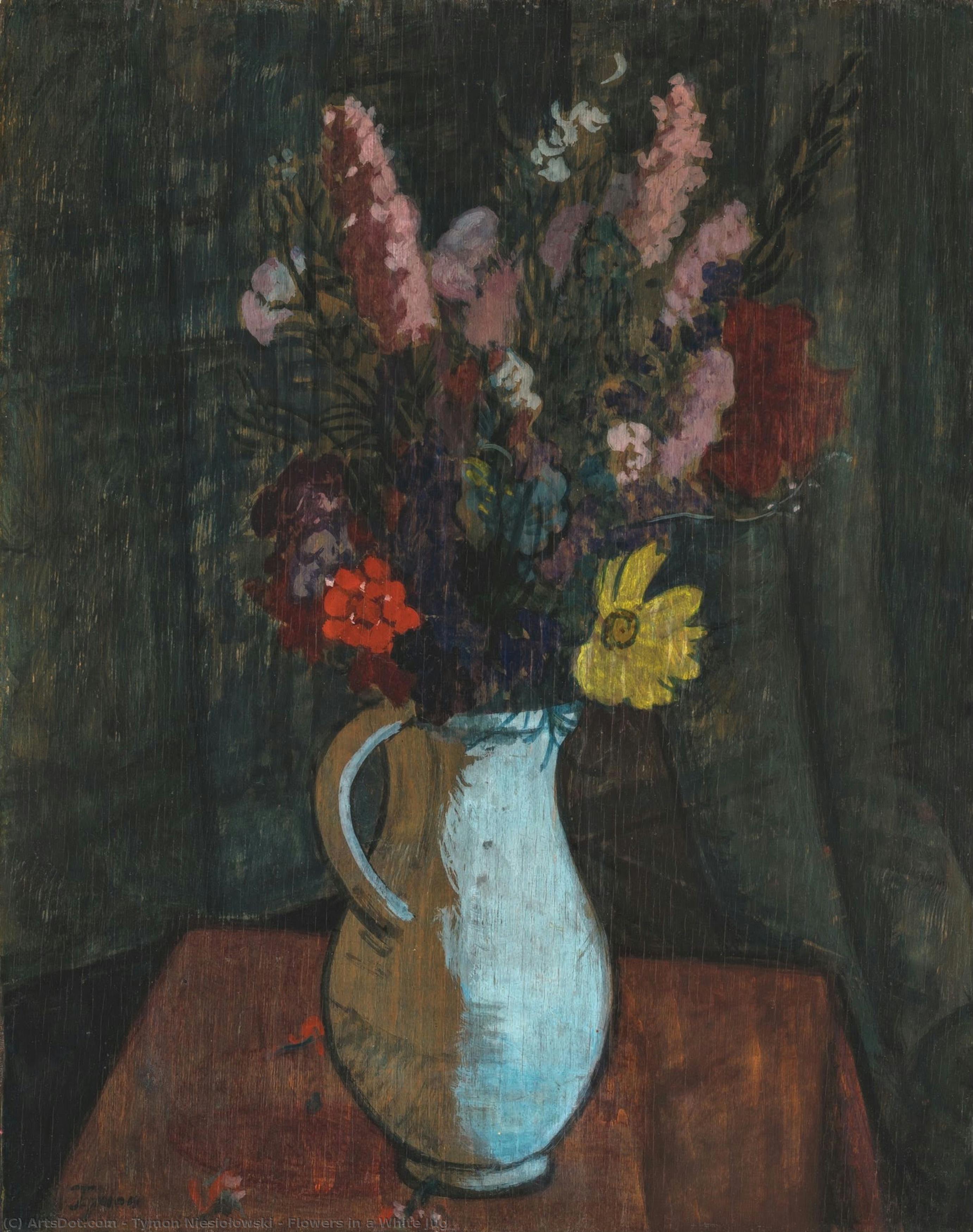 Flowers In A White Jug — Tymon Niesiołowski