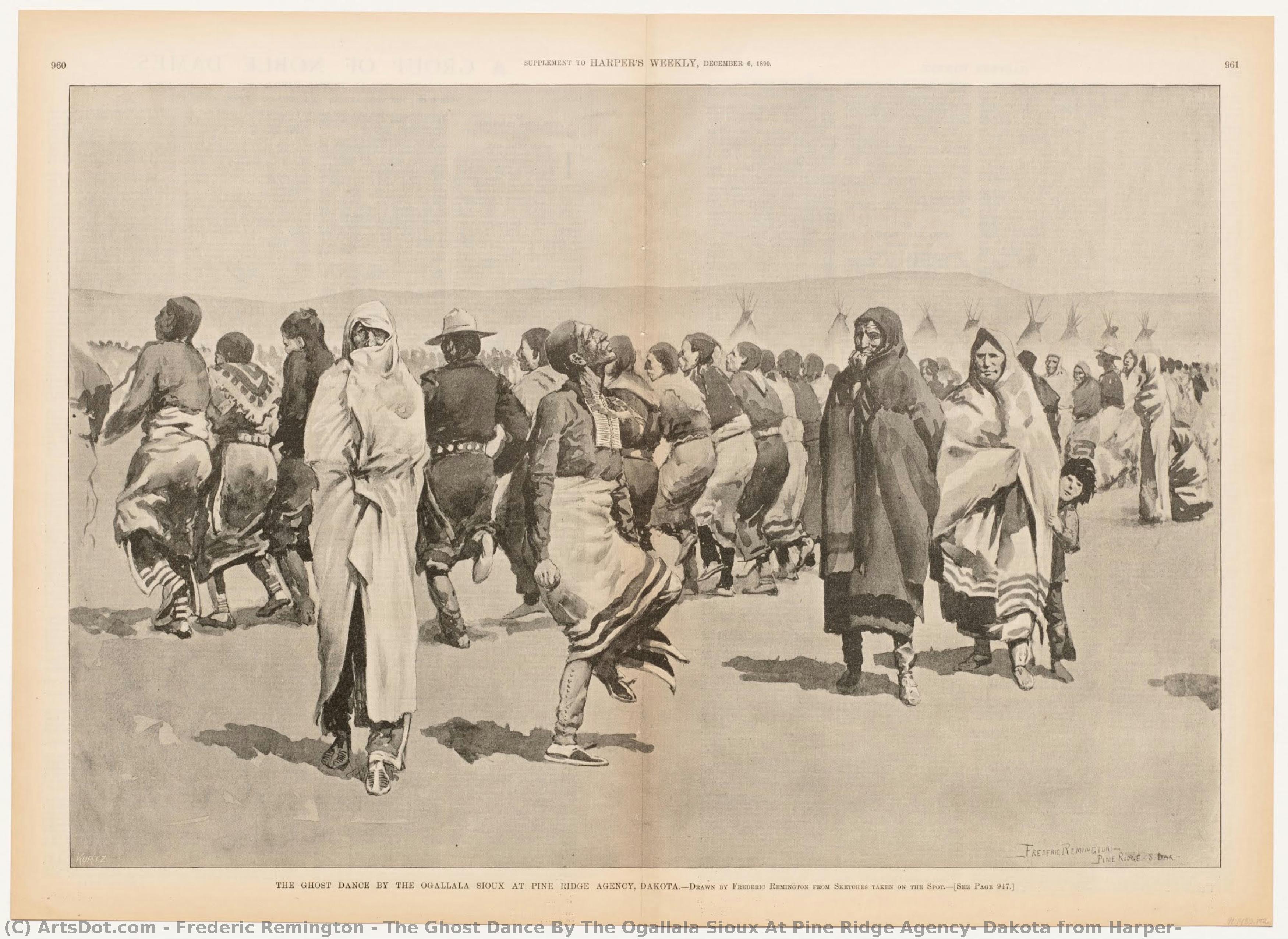 The Ghost Dance By The Ogallala Sioux At Pine Ridge Agency, Dakota From Harper — Frederic Remington
