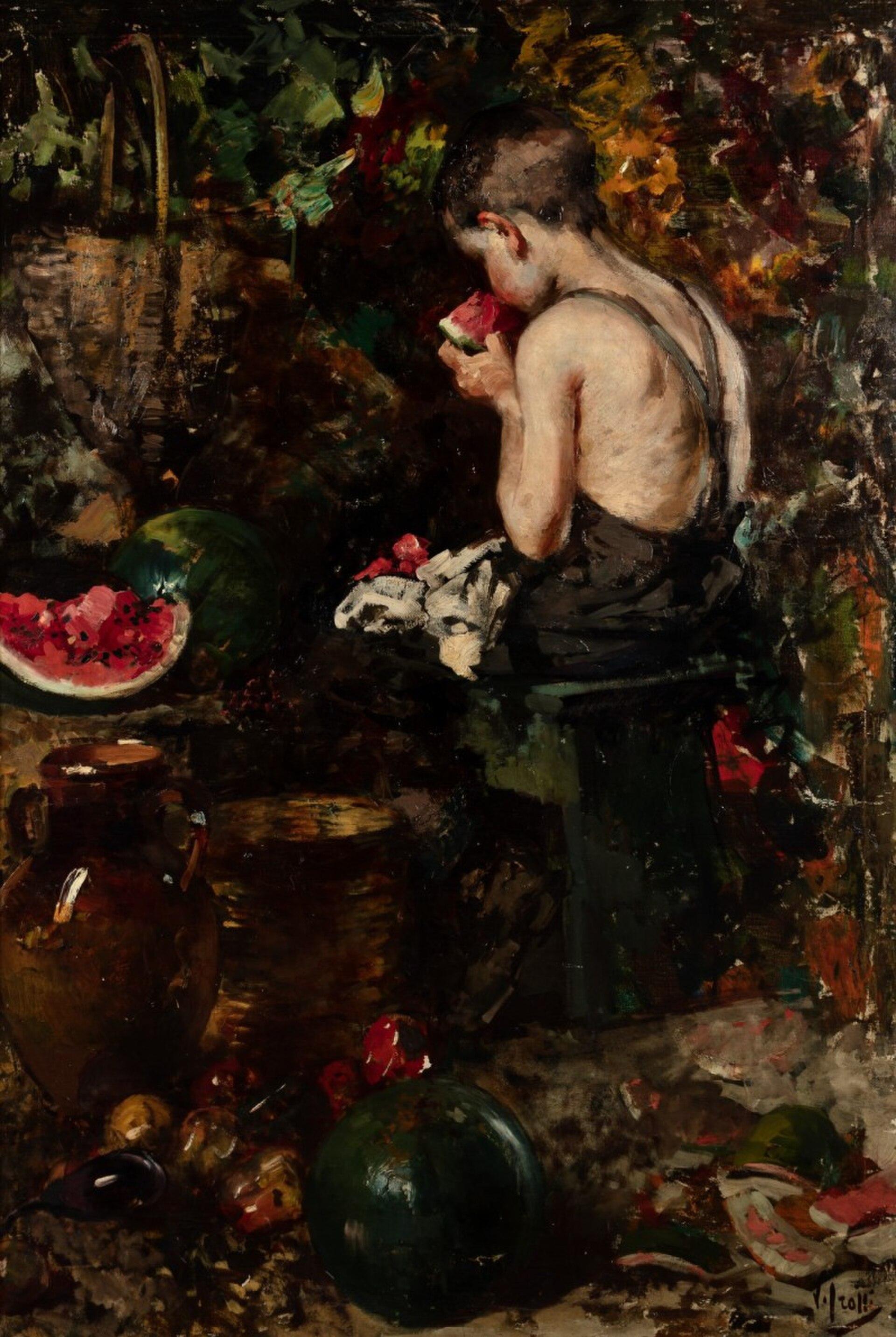 A Young Boy Eating A Watermelon — Vincenzo Irolli