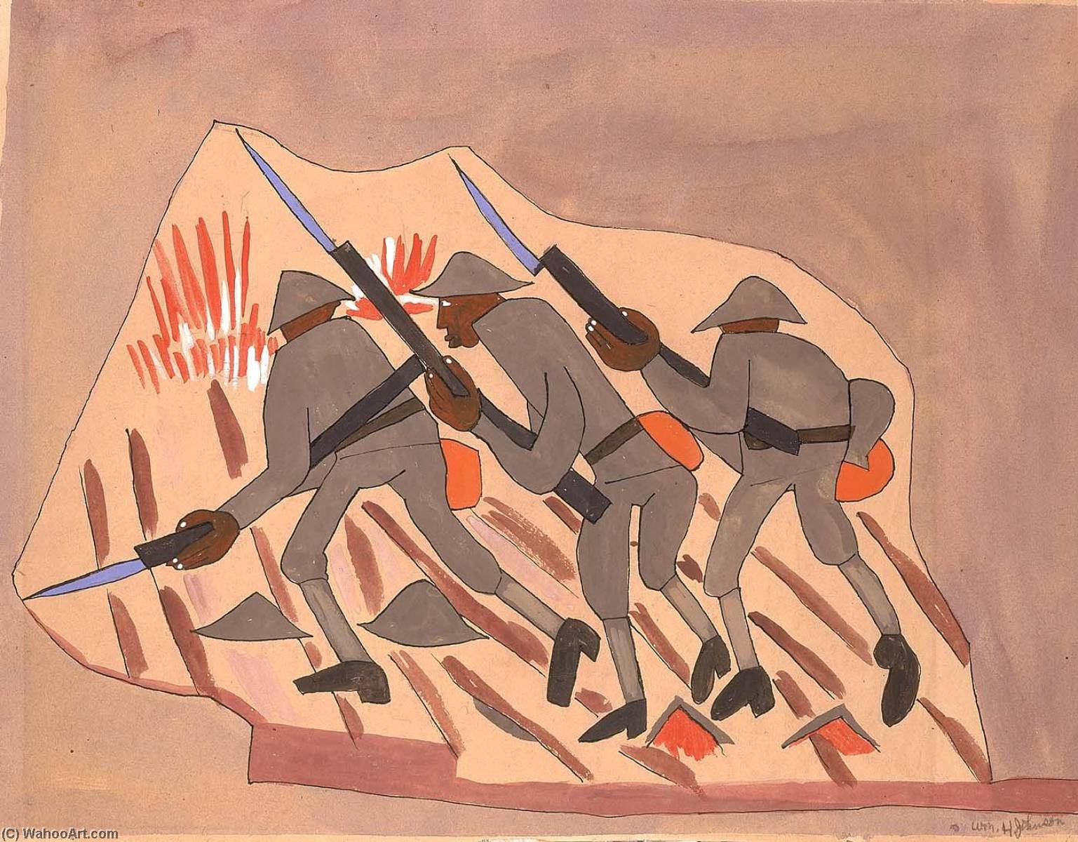War Scene Three Soldiers With Bayonnets — William H. Johnson