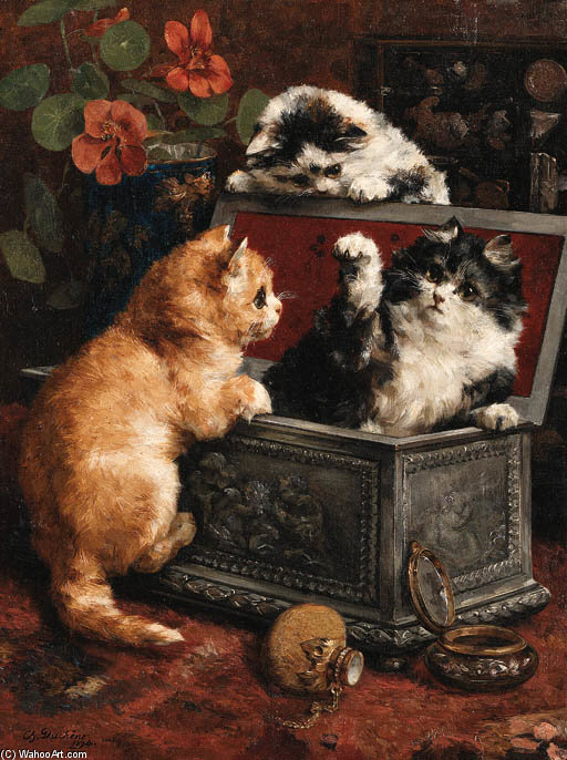 Mischievous Kittens — Charles Van Den Eycken