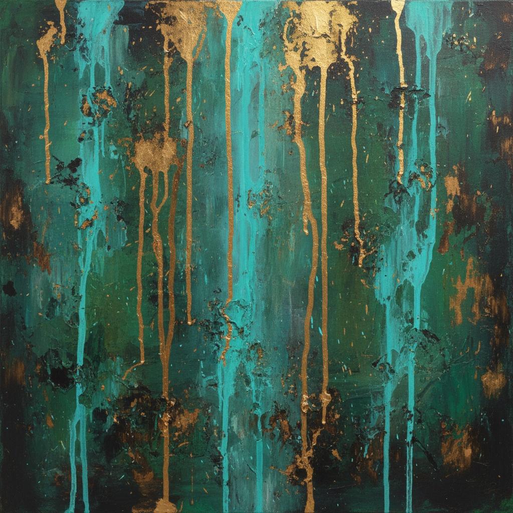 Cascading Emerald Veins With Gilded Echoes Of Oxidized Gold And Teal — David Moreau