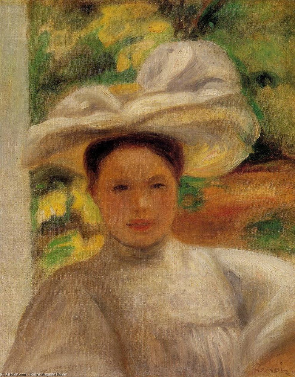 Young Woman In A Hat — Pierre-auguste Renoir