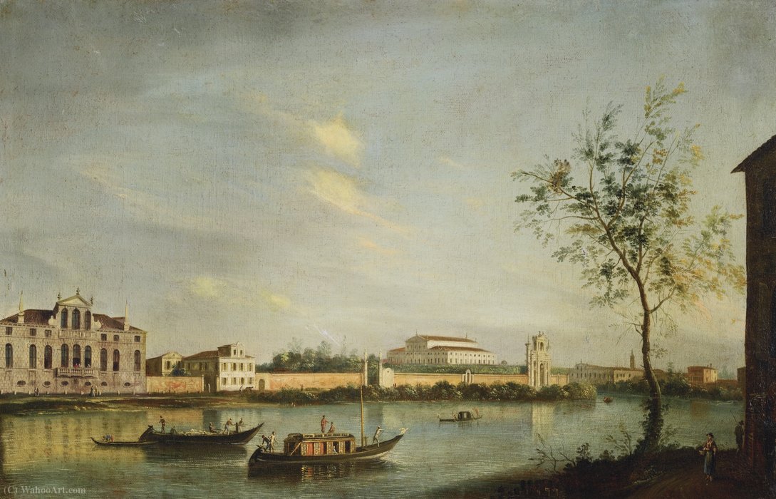 Looking East Across The River Brenta At Stra Towards The Villa Capello And The Villa Pisani And Its Gardens — Apollonio Domenichini (maestro Della Fondazione Langmatt)