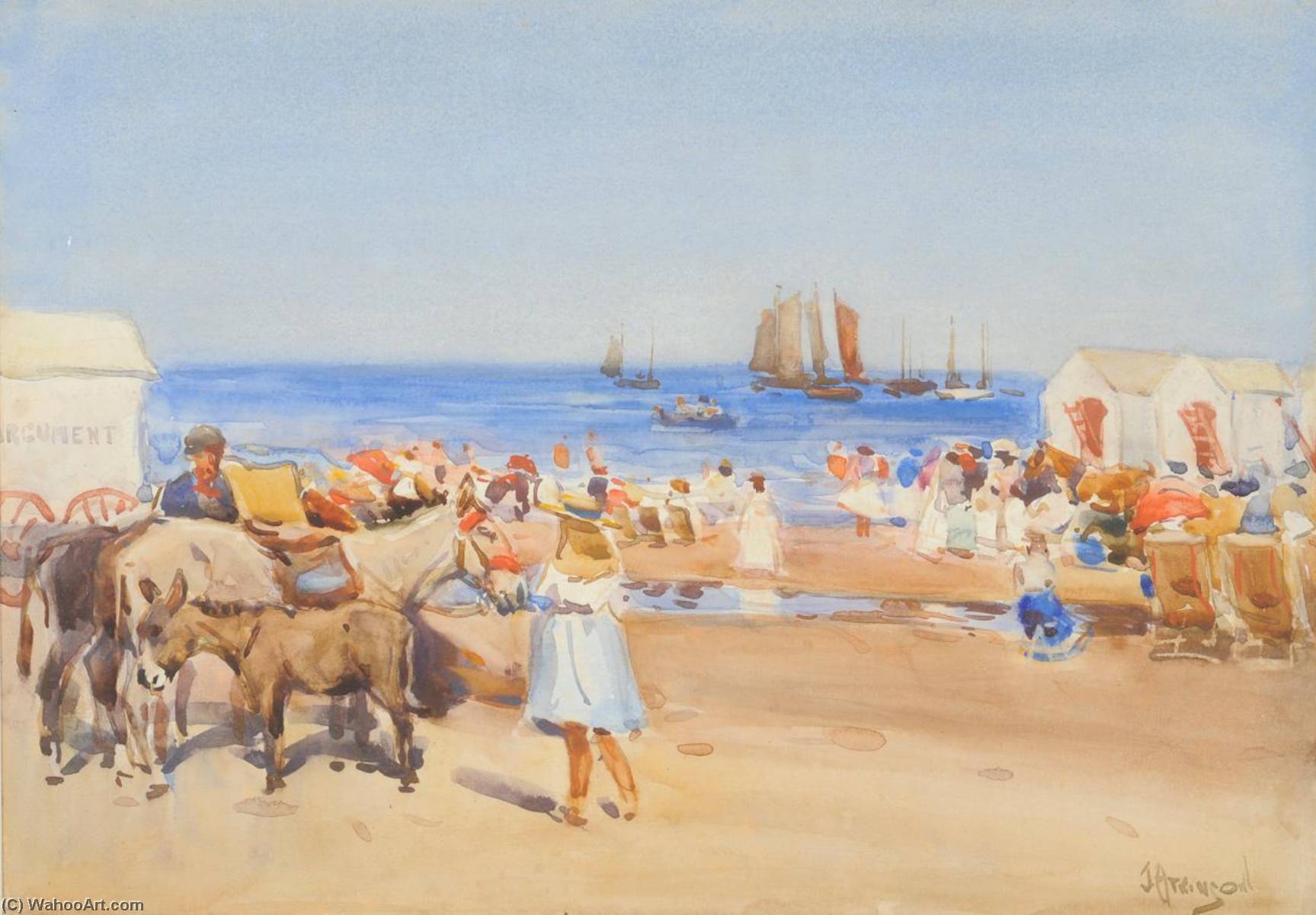Figures On The Beach At Whitby — John Atkinson Ii