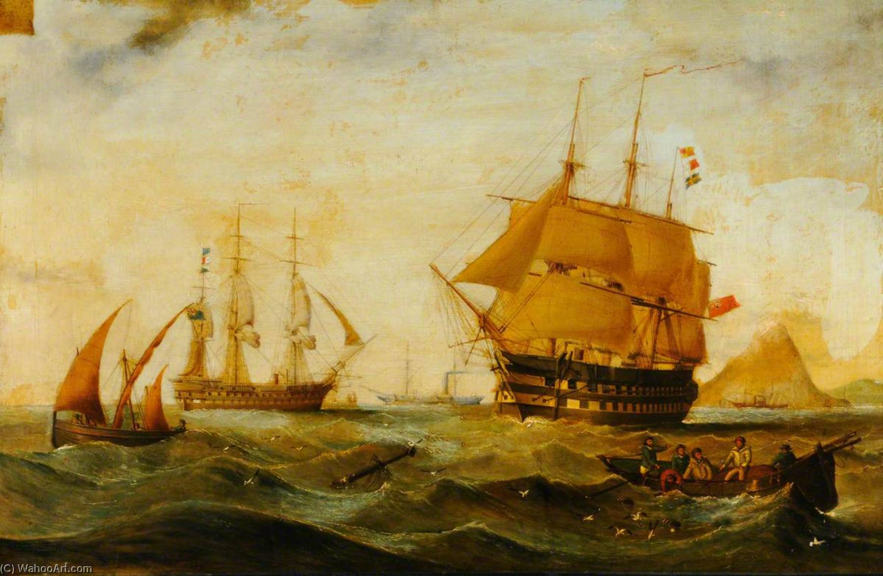 Warships And A Paddle Steamer Off Ailsa Craig — James H Wheldon