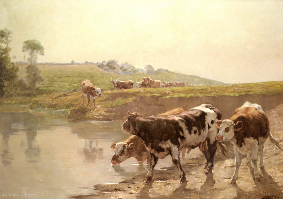 Cattle In A Pasture — Wenceslas Vacslav Brozik