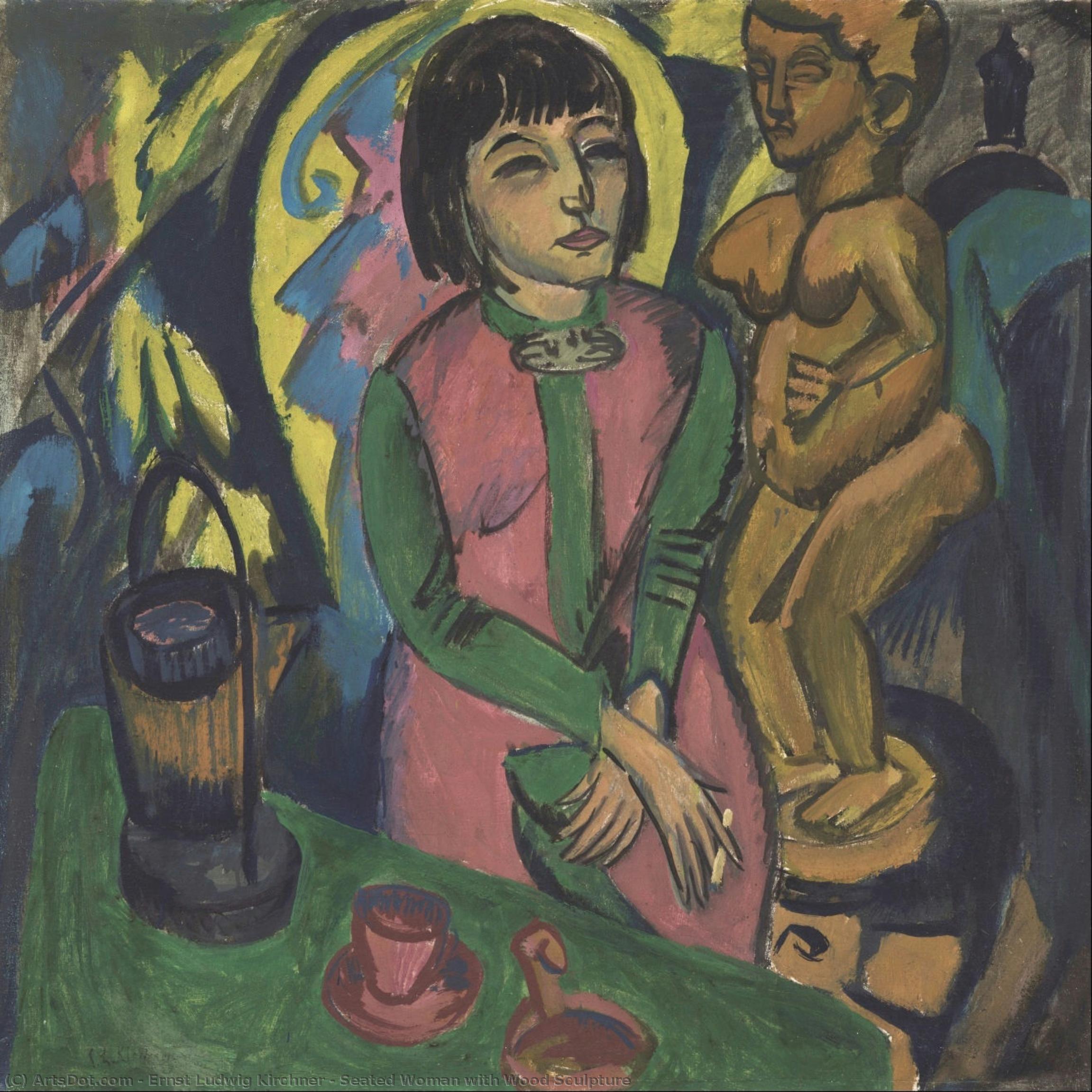 Seated Woman With Wood Sculpture — Ernst Ludwig Kirchner