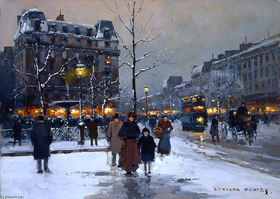 Place Pigalle, Winter Evening — Edouard Cortès