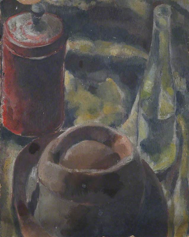 Still Life Of A Hat With A Wine Bottle And Canister (verso) — Alan Francis Clutton Brock