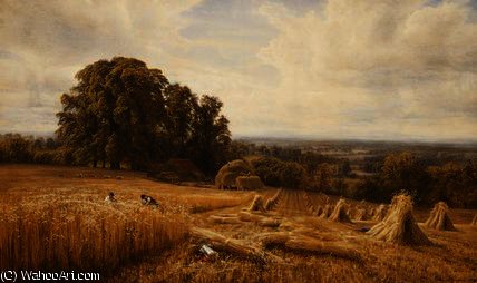 An Extensive Landscape With Harvesters — Edmund George Warren