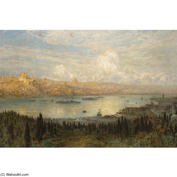 The Golden Horn, From Tepebasi Looking At The Beyazit Tower And Sulemymaniye Mosque — Ernst Carl Eugen Koerner