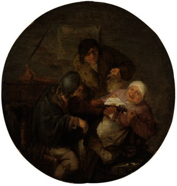 Two Men And A Woman Making Music, Singing And Drinking In An Interior — Adriaen Van Ostade