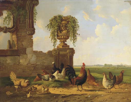 Poultry By A Ruin, An Extensive Landscape Beyond — Albertus Verhoesen