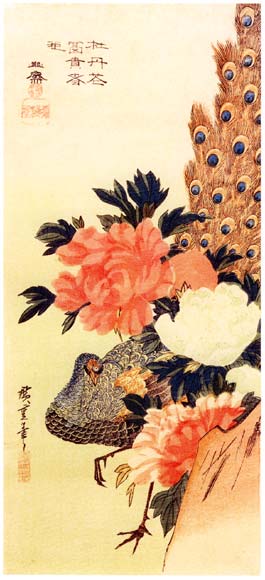Peacock And Peonies — Ando Hiroshige