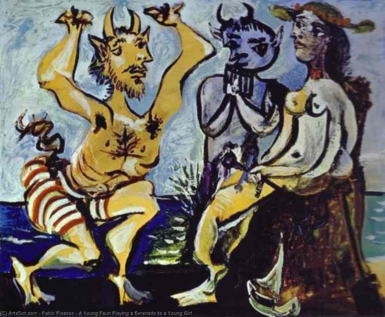Un Joven Fauno Tocando Una Serenata A Una Joven — Pablo Picasso