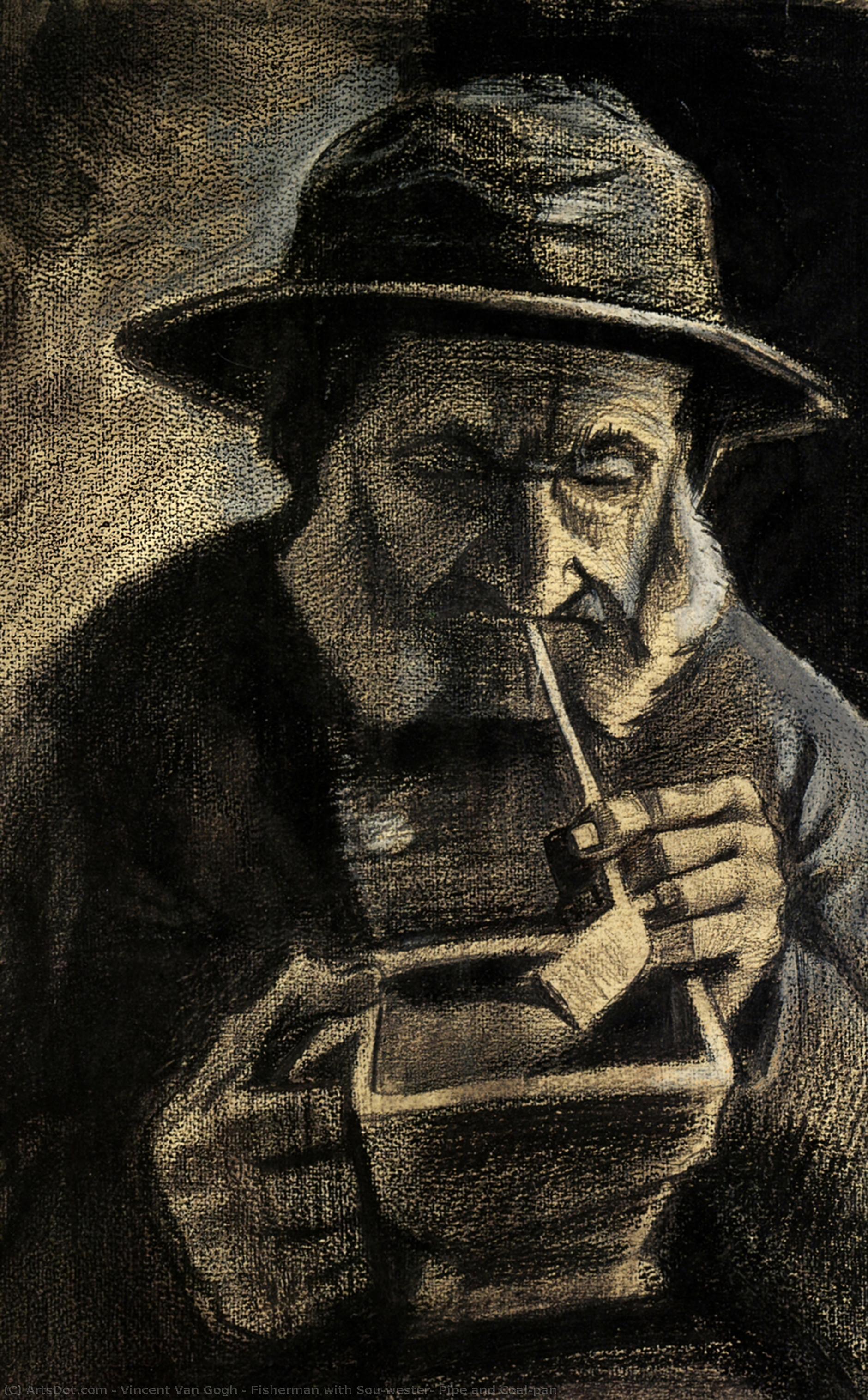Fisherman With Sou'wester, Pipe And Coal-pan — Vincent Willem Van Gogh