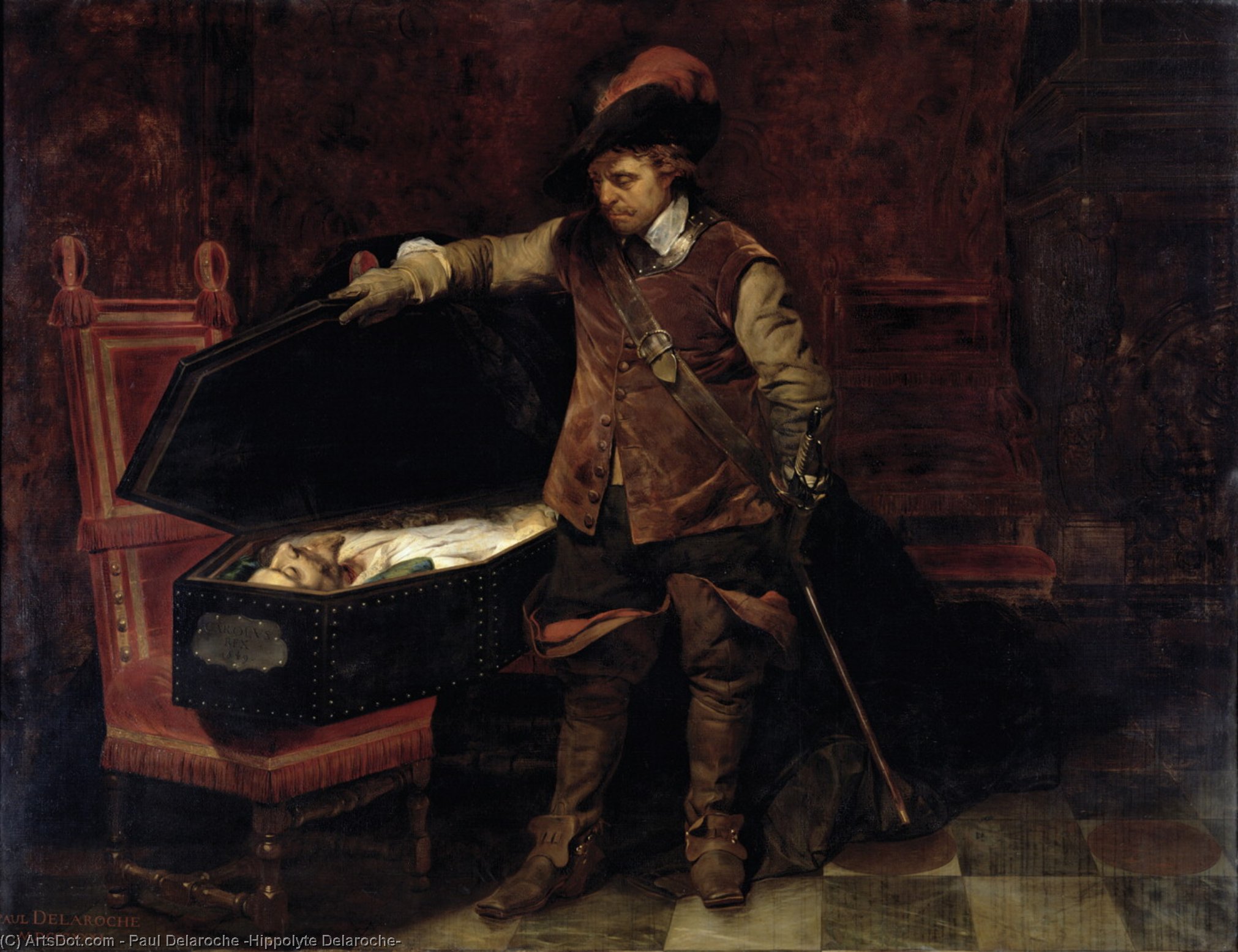 Oliver Cromwell Opening The Coffin Of Charles I — Hippolyte-paul Delaroche