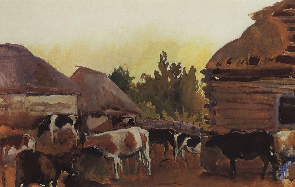 Animal Farm In The Village Neskuchnoye — Zinaida Serebriakova